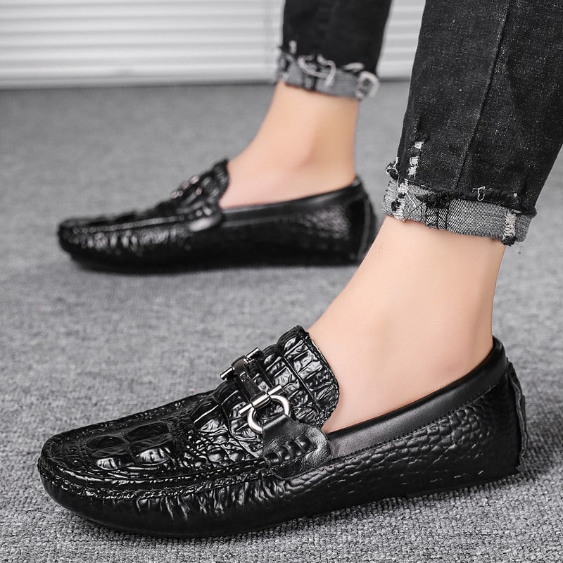 Chaussures d'affaires respirantes pour hommes Gommino à motif crocodile