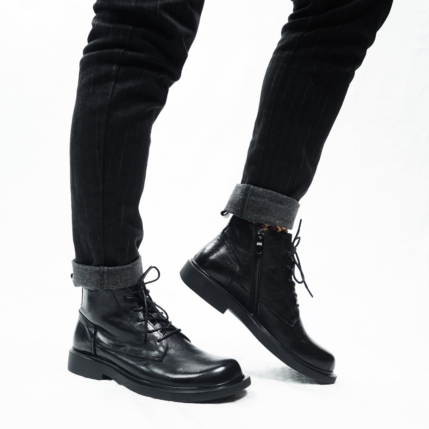 Bottes Martin en cuir véritable pour hommes