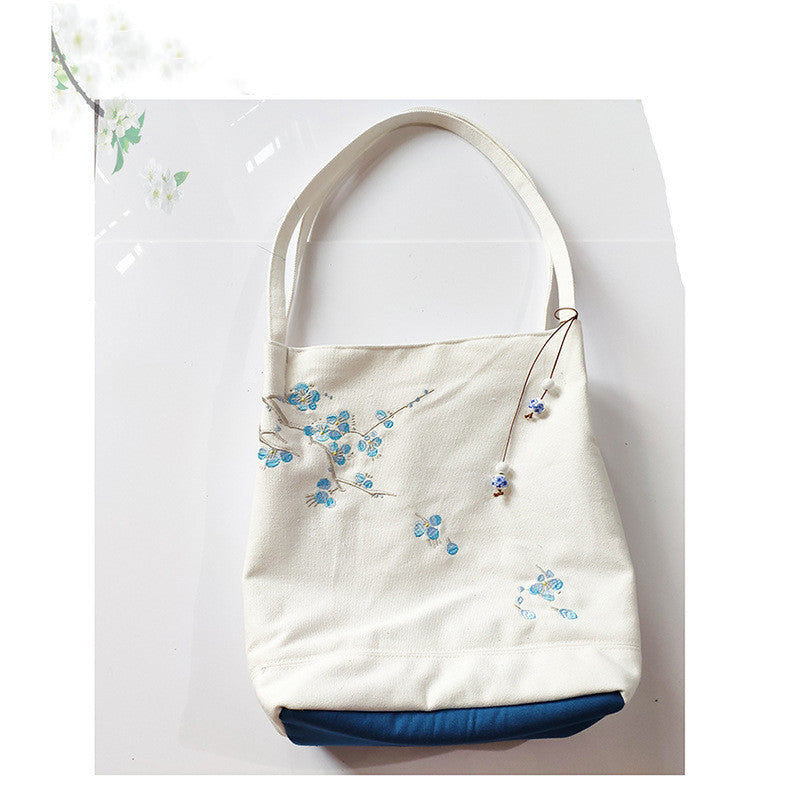 Sac en toile Hanfu antique brodé pour étudiant de la littérature et de l'art Mori rétro Harajuku