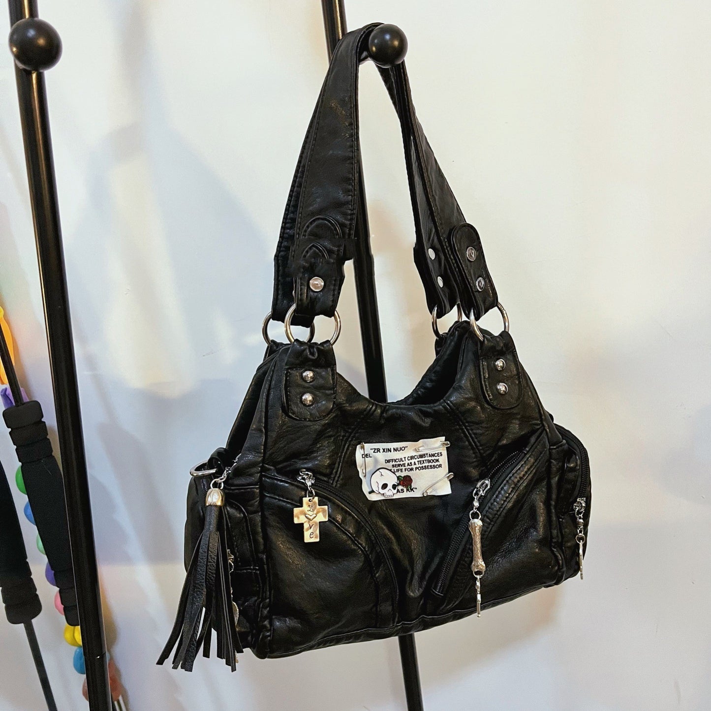 Bolso bandolera vintage de piel suave para la axila