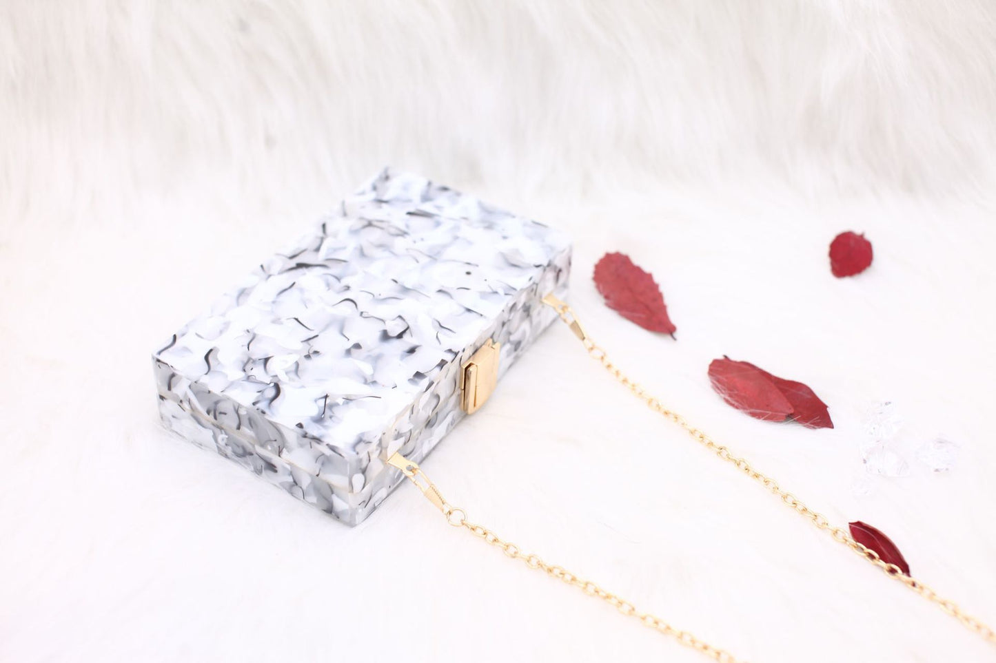 Marble Acrylic Dinner Bag Chain Small Square Female Messenger