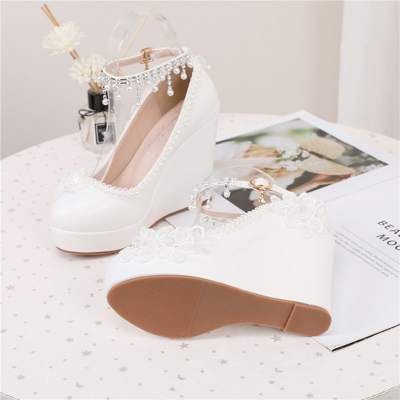 New Solid Color Low Cut Round Head Wedge Shoes