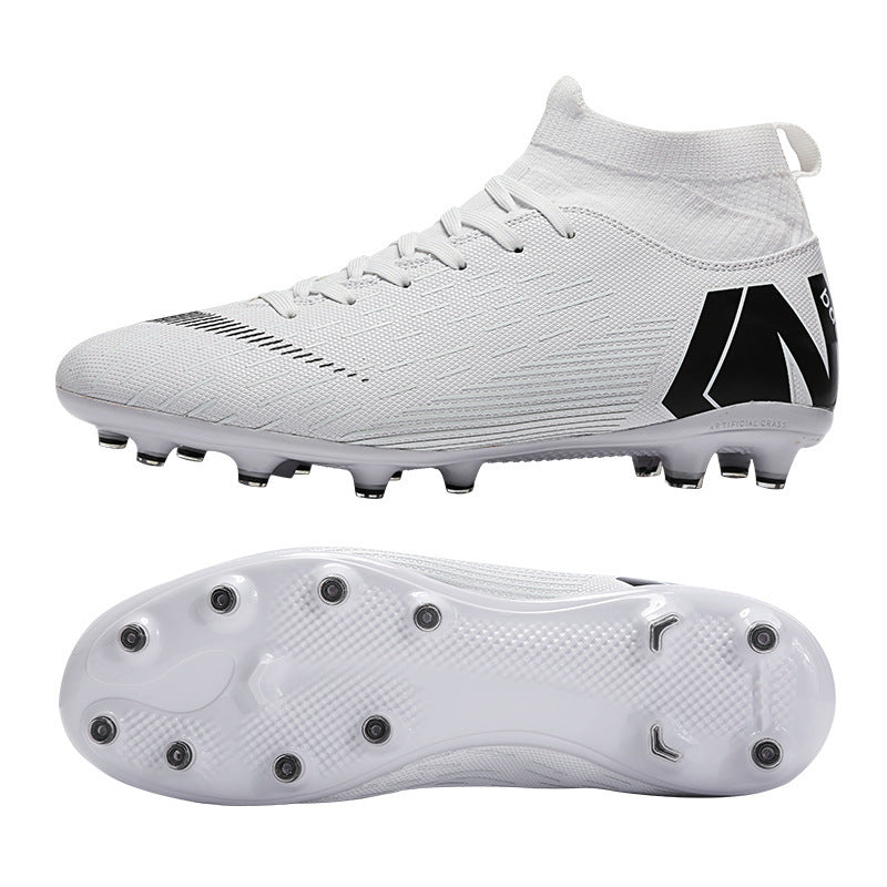 Chaussures de football montantes blanches pour hommes et femmes