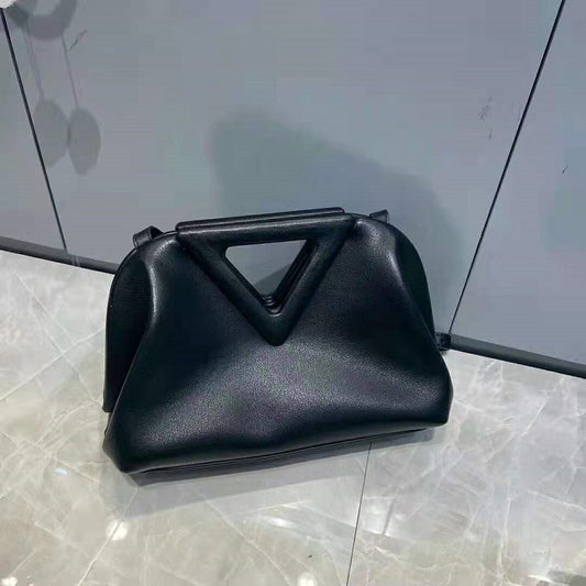 New Inverted Triangle Leather Female Bag Clip Candy Color Cloud Bag Messenger Bag Shoulder Bag Handbag Clutch Bag