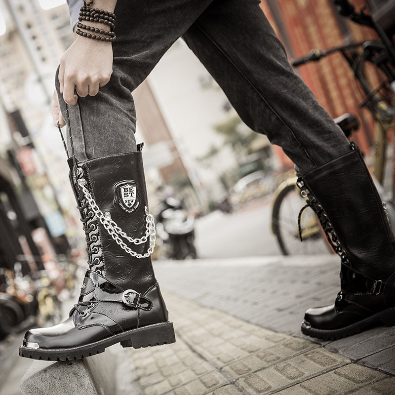 Botas Martin de caña alta con cordones para hombre, botas de tubo de invierno