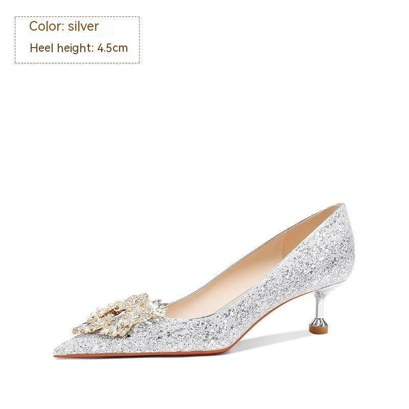 Zapatos de tacón alto de cristal para mujer para boda