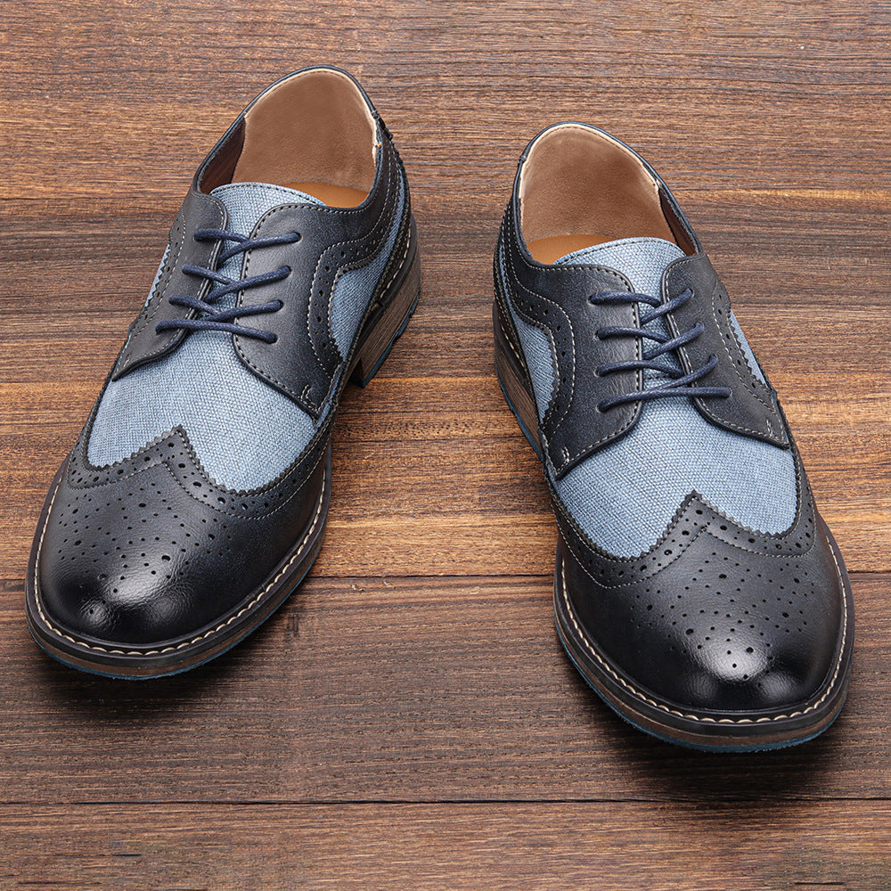 Zapatos de negocios casuales de cuero con diseño brogue a juego para hombre, cómodos