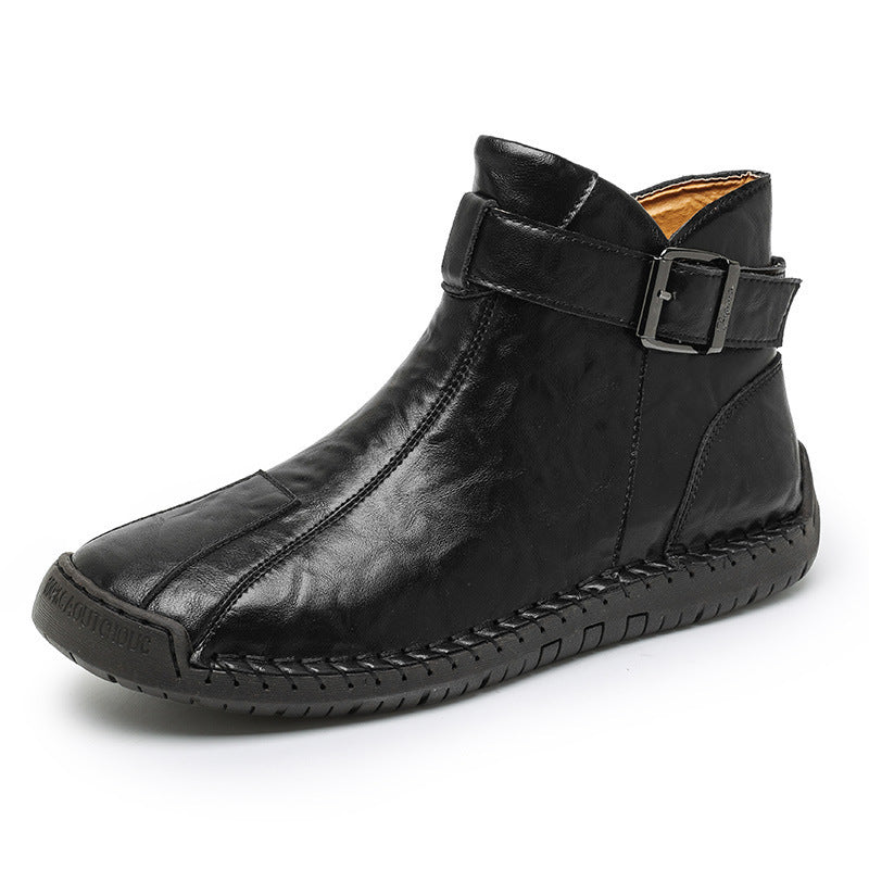 Botas altas de cuero genuino para hombre, informales, de comercio exterior transfronterizo