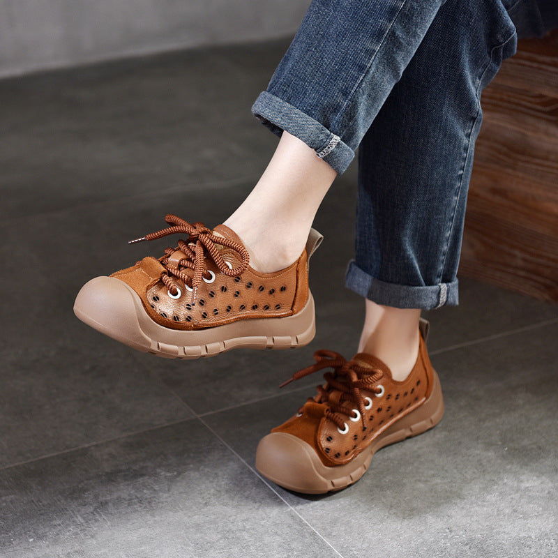 Flat Heel Retro Spring And Summer New Lace Up Casual Women's Shoes