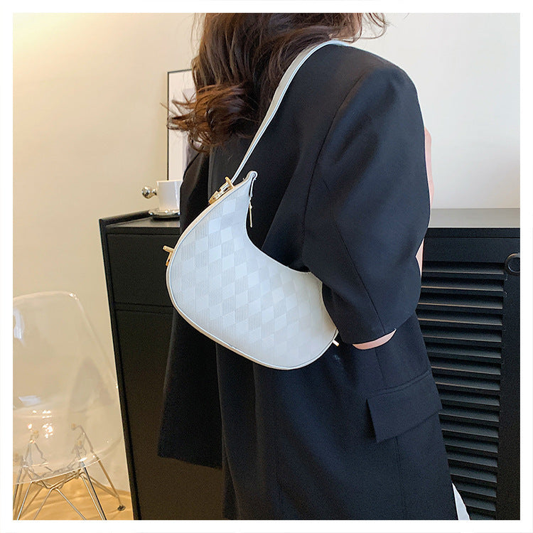 French Underarm Bag Elegant Small Shoulder Rhombus Pattern Handbag Women