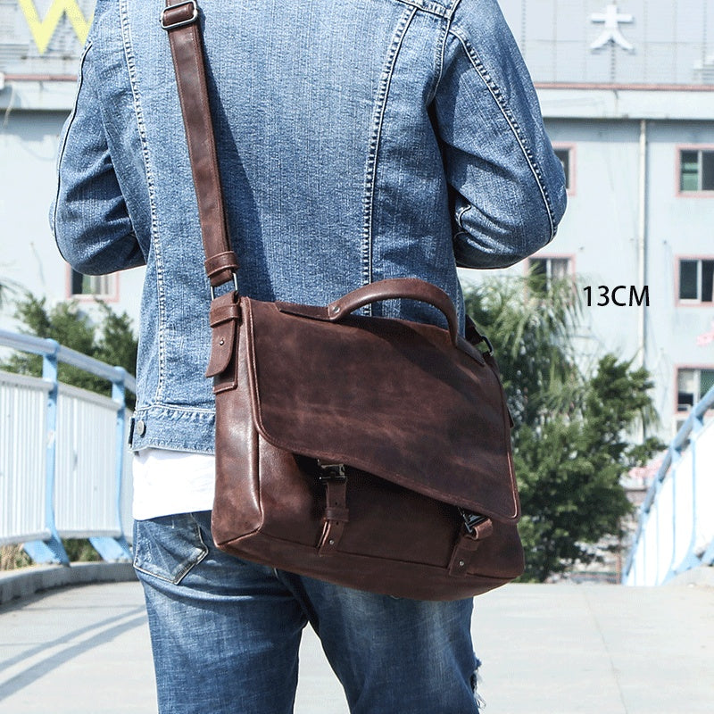 Cowhide Men's Shoulder Messenger Bag