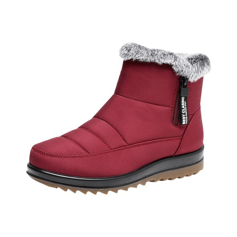 Bottes en coton thermique épais avec doublure polaire imperméable et antidérapante à fond plein de tendon