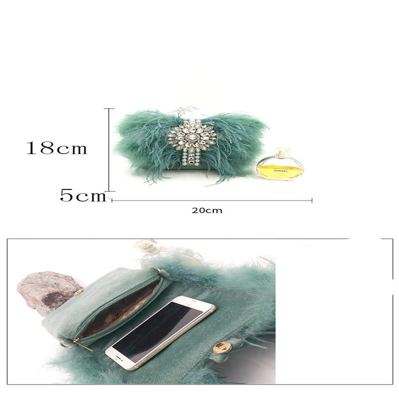 Celebrity Clutch Shiny Ostrich Hair Bag