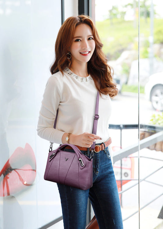 Soft Leather Sheepskin Middle-aged Lady's Small Square Bag