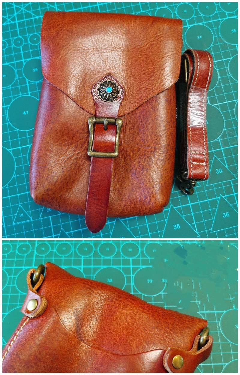 Bolso de hombro de cuero superior hecho a mano