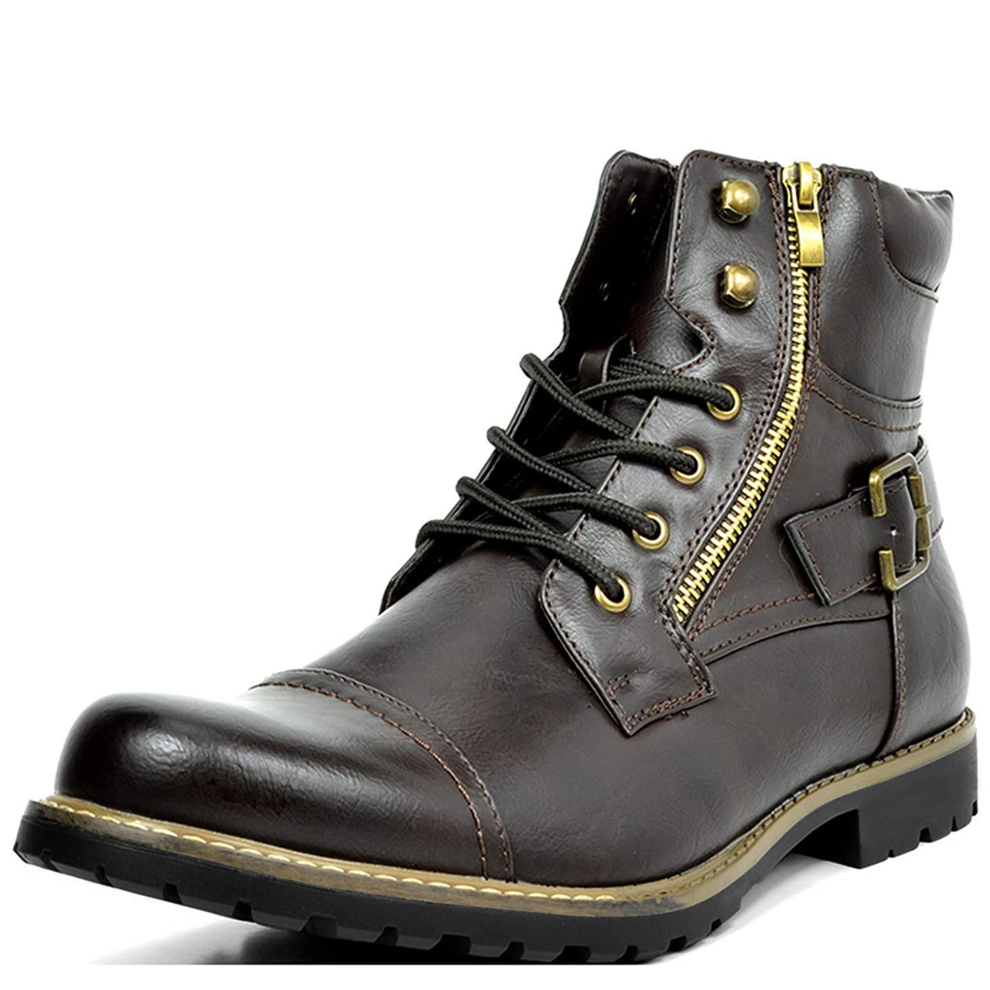 Bottes en cuir pour machine lourde à double fermeture éclair pour hommes