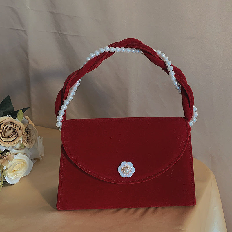 Bolso de boda de ante de felpa vintage para mujer