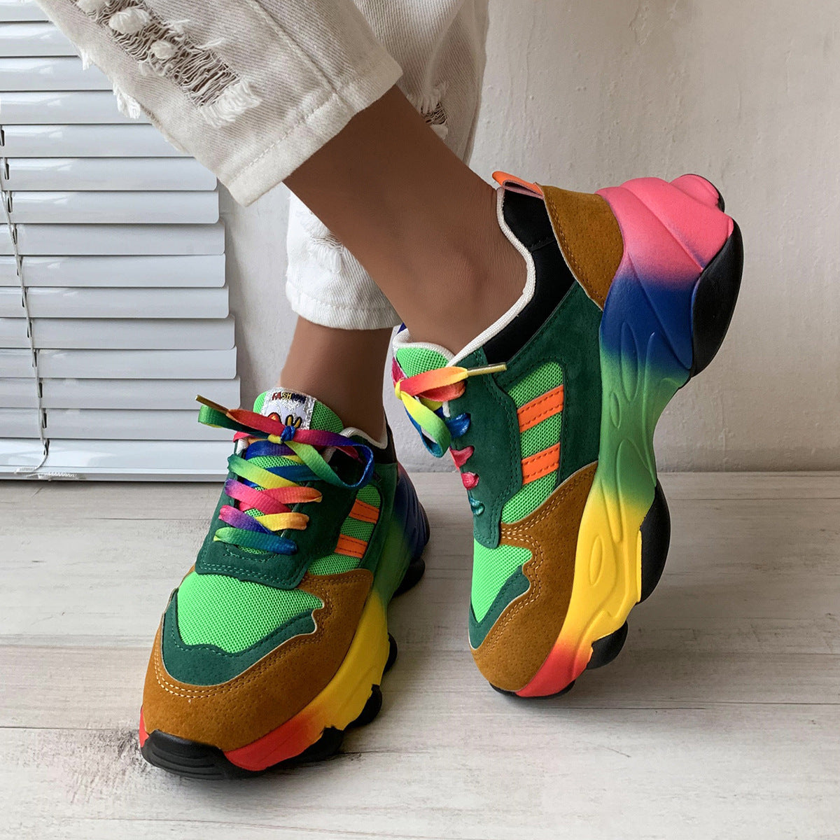 Women's Thick-soled Colored Sports Shoes