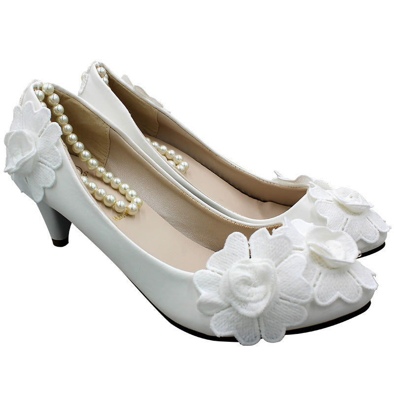 Tobillero blanco de talla grande para mujer, zapatos de boda