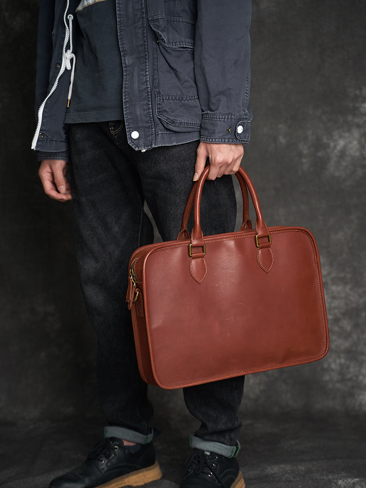 The First Layer Of Cowhide Horizontal Handbag Men Retro