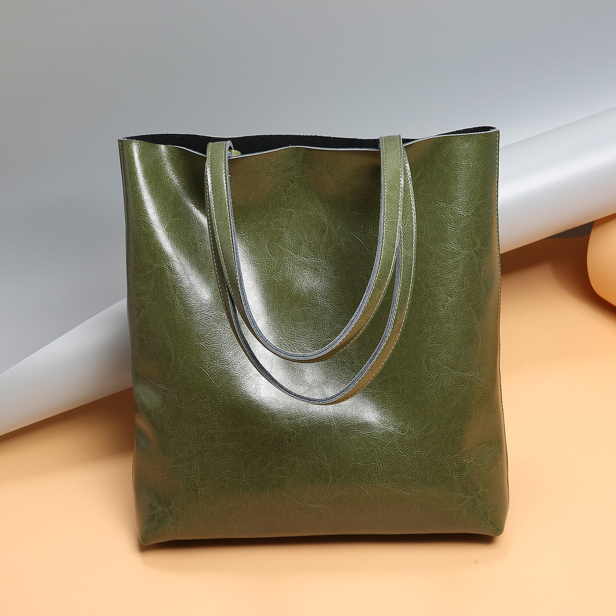 Sac à main minimaliste en cuir de vachette de grande capacité pour femme