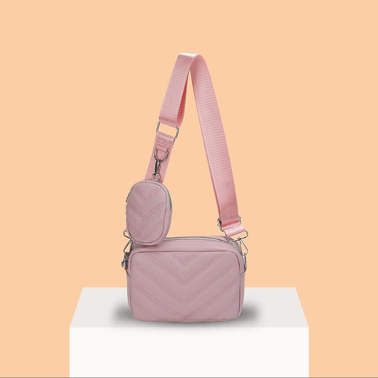 Bolso de hombro con línea bordada simple de cuero suave texturizado estilo retro