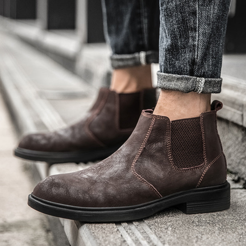 Bottes Martin décontractées en cuir de vache pour hommes