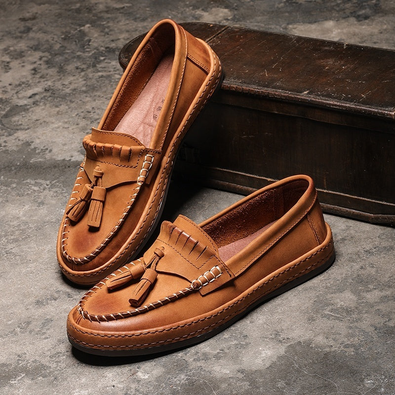 Summer British Style Leather Slip-on Casual Men's Shoes