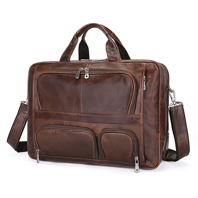 Trendy Shoulder Bag Men's Wax Leather