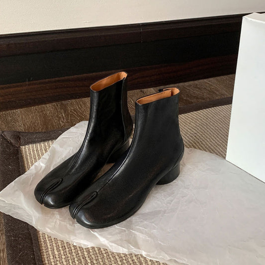 Bottes Martin Trotter en cuir véritable à bout fendu et talon épais