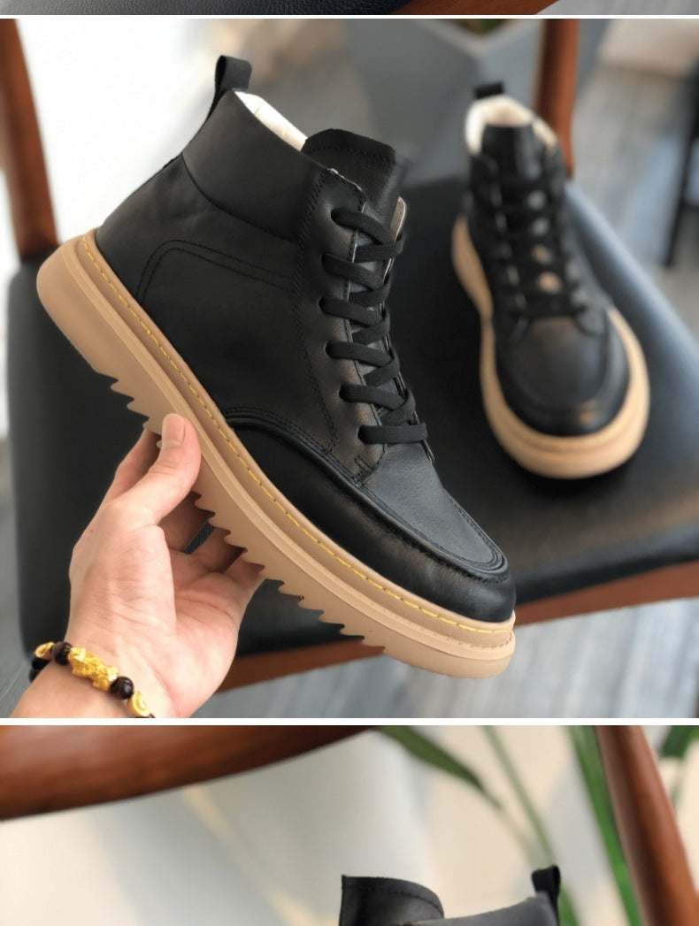 Botas altas de cuero de invierno para hombre de estilo británico