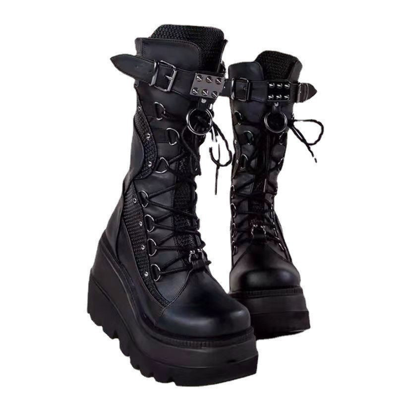 Women's Simple Solid Color Platform Mid Boots