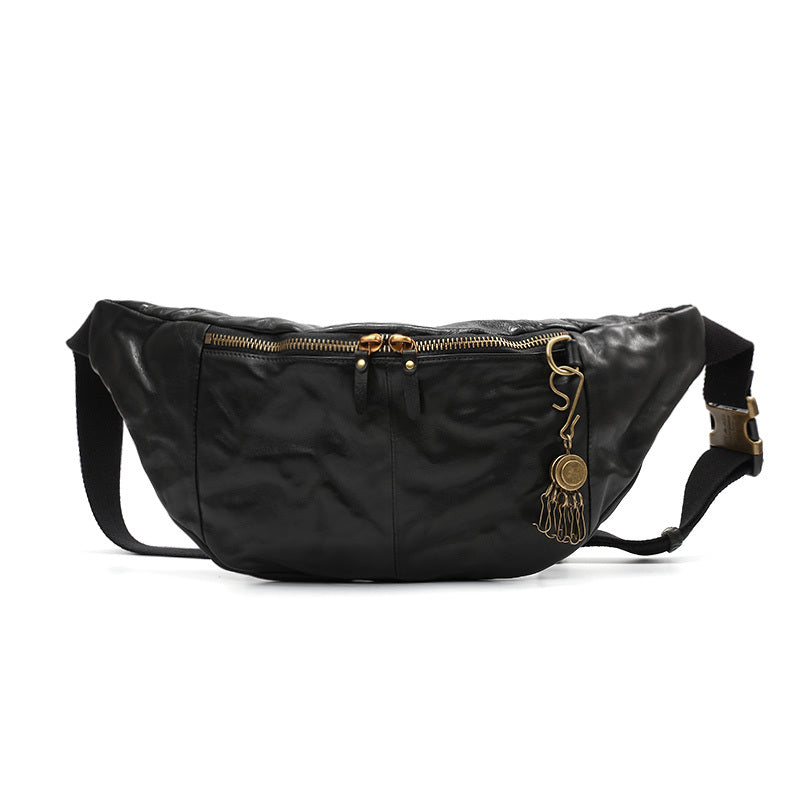 Sac banane en cuir vintage pour homme