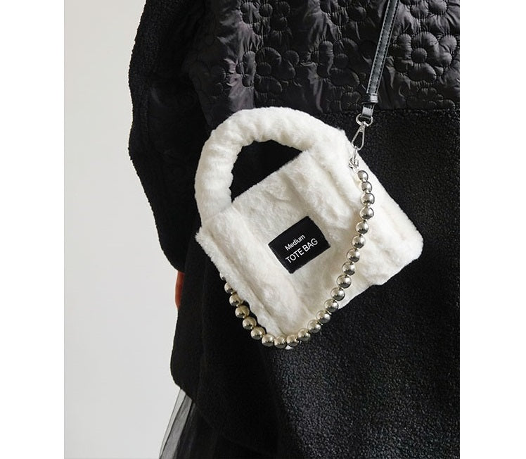 Mini bolso lindo con cadena de peluche para mujer para otoño e invierno