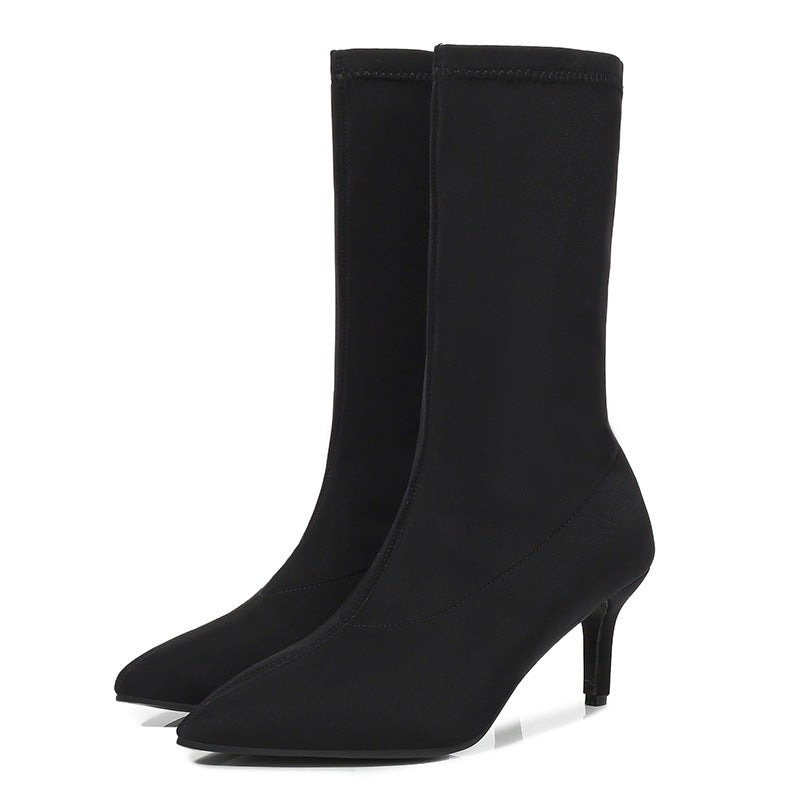 Zapatos de mujer Botines elegantes Botas sexis de tacón alto con punta puntiaguda y tacón de aguja