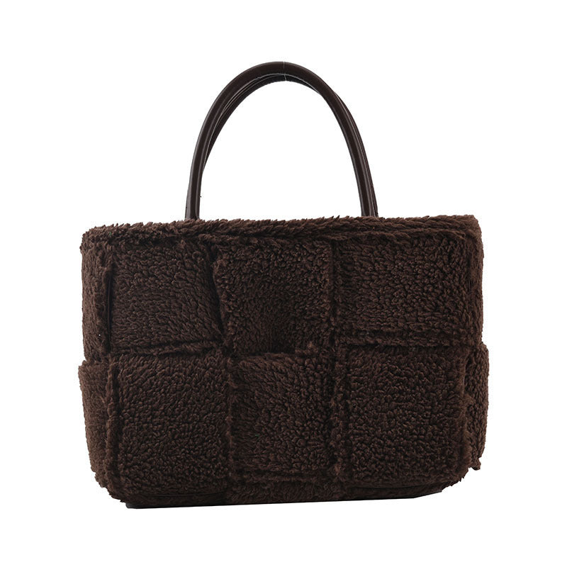 Sac à carreaux en peluche tendance personnalité style occidental simple femme