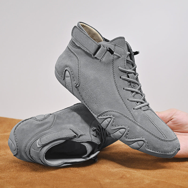 Zapatos de caña alta de algodón para hombre, casuales, de vellón grueso