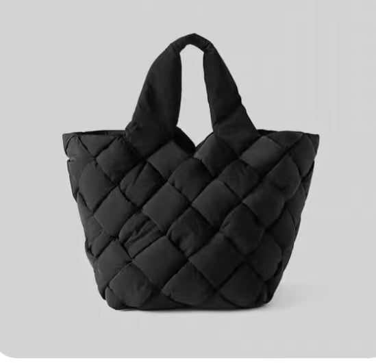 New Canvas Lattice Woven Large-capacity Female Bag