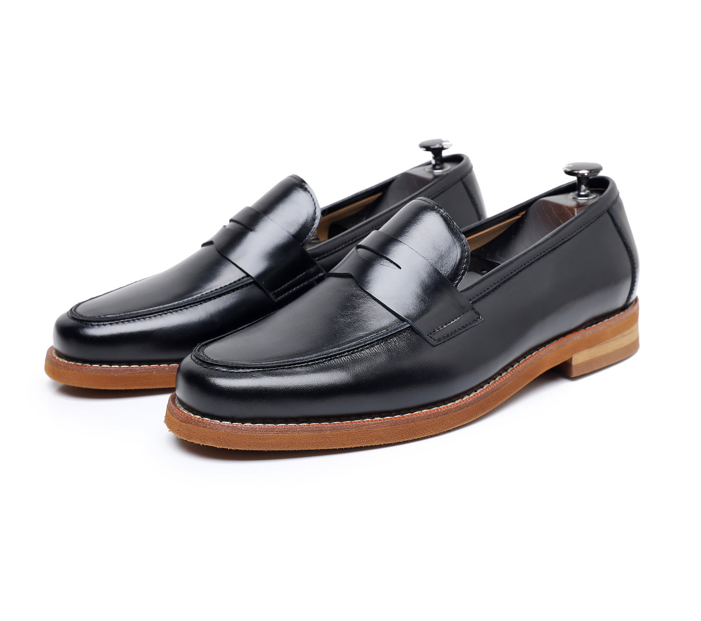 Zapatos casuales de cuero estilo británico con punta redonda para hombre