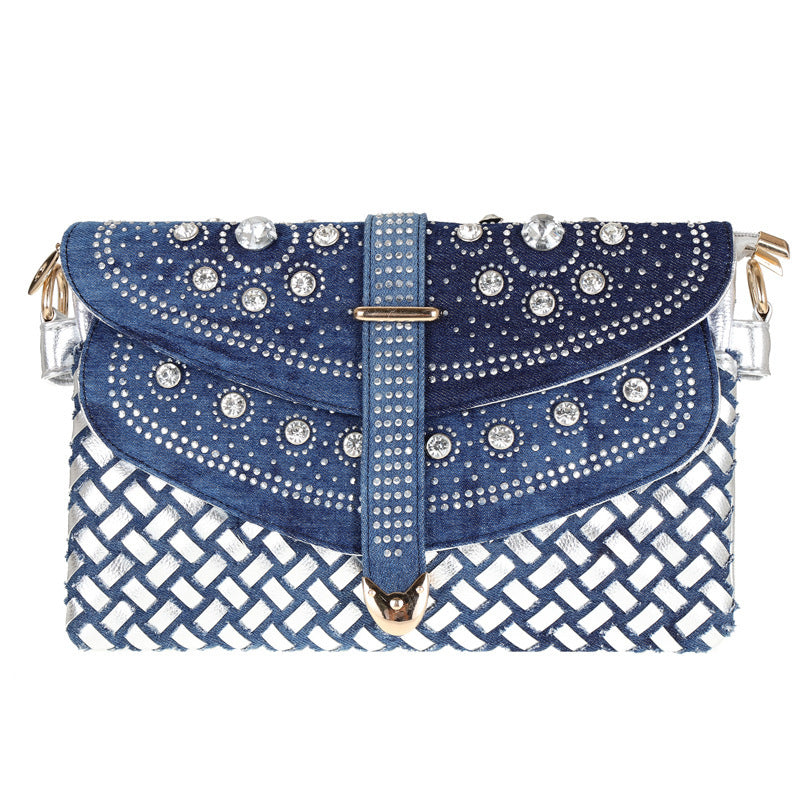 Diamond Denim One-shoulder Crossbody Bag