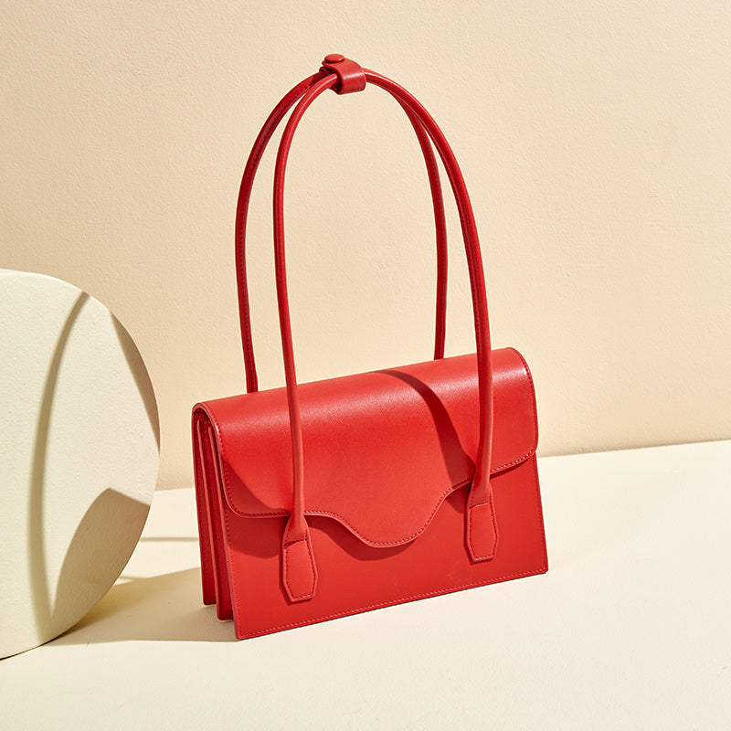 Sac de mariage rouge en cuir véritable pour femme, sac de mariage de style occidental