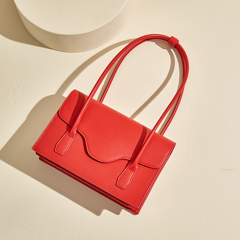 Sac de mariage rouge en cuir véritable pour femme, sac de mariage de style occidental