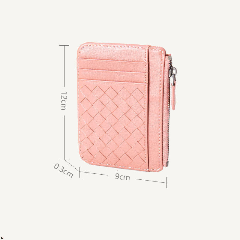 Porte-cartes pour femme en cuir tissé ultra fin Porte-cartes de visite Porte-cartes