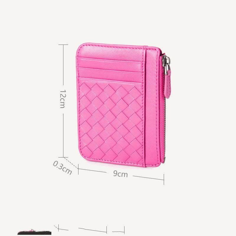 Porte-cartes pour femme en cuir tissé ultra fin Porte-cartes de visite Porte-cartes