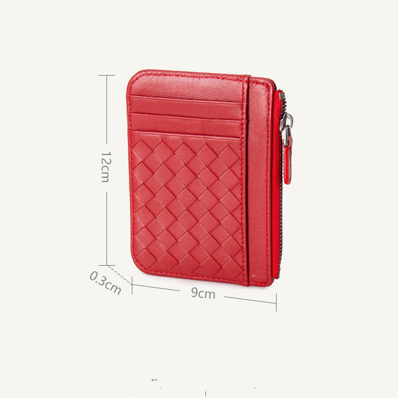 Ladies Card Holder Leather Ultra-Thin Woven Business Card Holder Card Holder