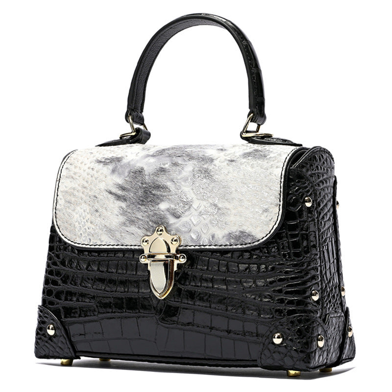 Cowhide Fashion Crocodile-striped Tote Bag