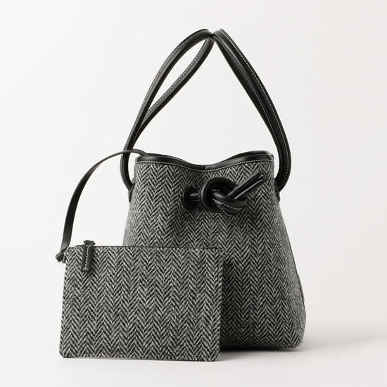 Sac seau à boutons en tissu de laine Sac messager portable pour femme