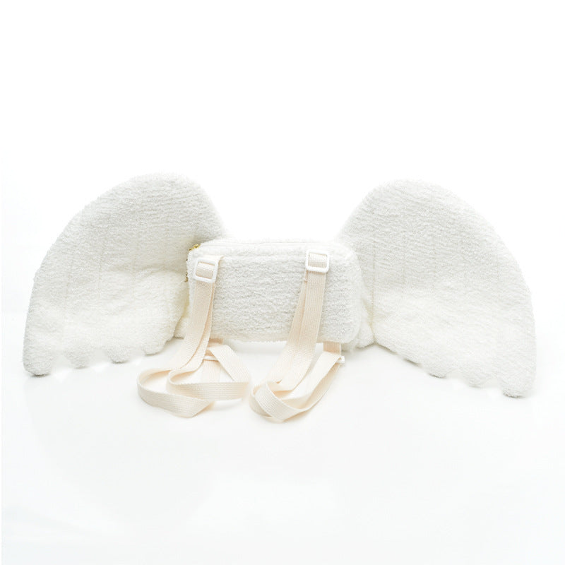 Plush Angel Wings Japanese White Cartoon All-match Cute Backpack