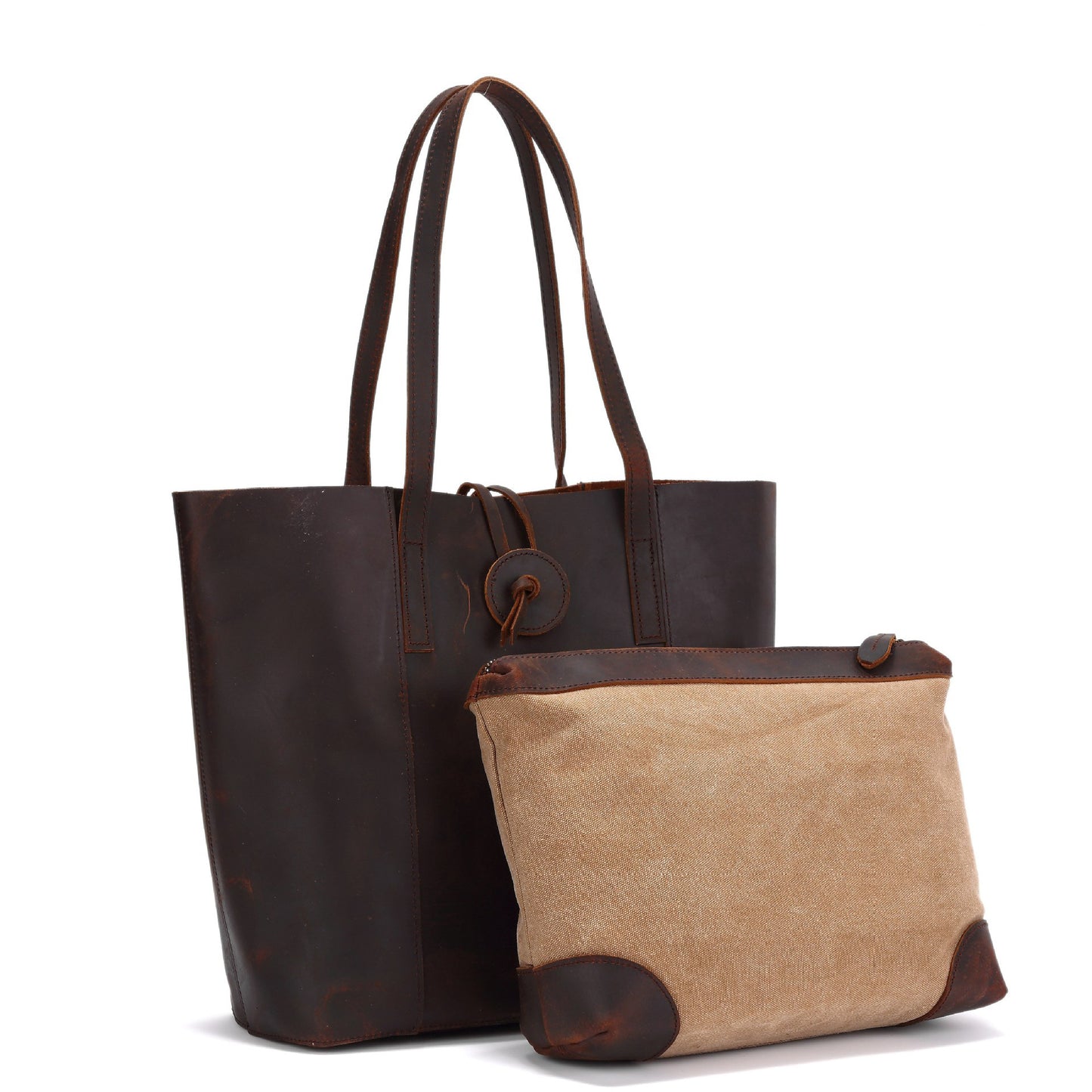 Sac à main en cuir véritable pour femme, pochette en cuir Crazy Horse, sacs fourre-tout de créateur, simple, rétro, grand sac de courses