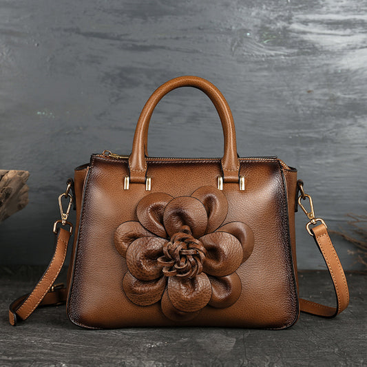 El nuevo bolso cuadrado Totem Bolsos de cuero Casual Floral Retro Bolso de mano para mujer